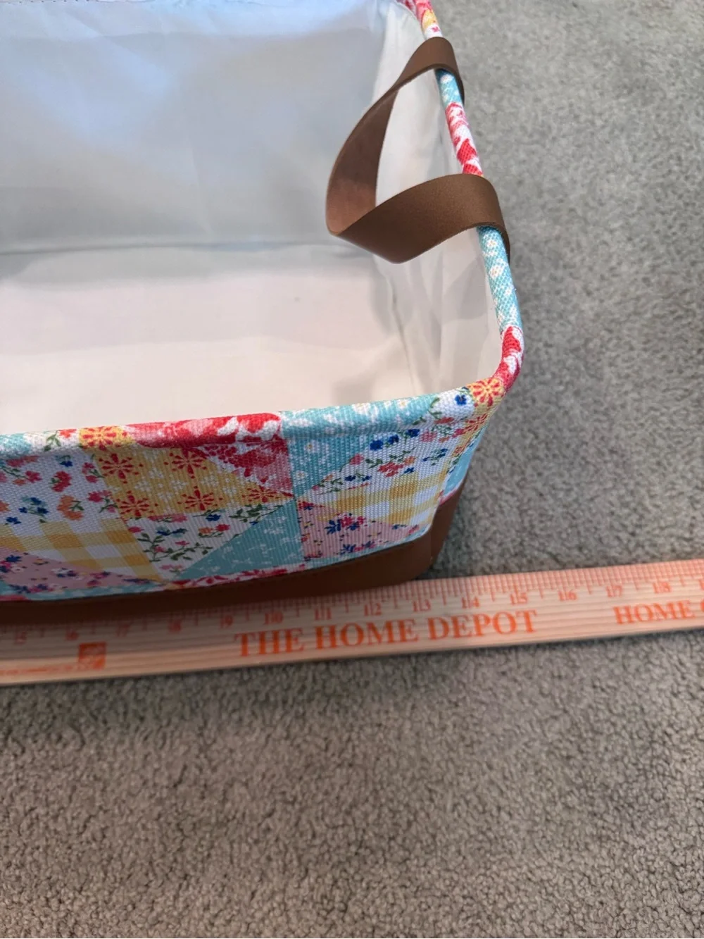 Pioneer Woman Basket Patchwork Medley with Handles EUC
